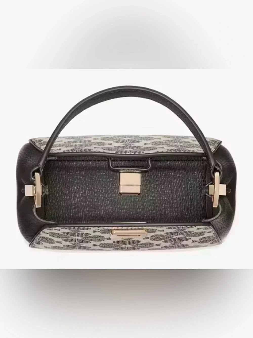 Kate Spade Spade Flower Monogram Mini Crossbody Top Handle Bag Black White